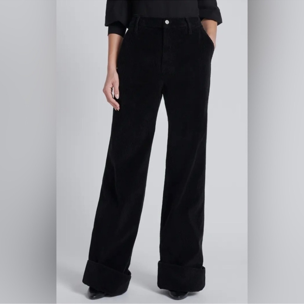 7 For All Mankind Wide Leg Corduroy Black Trousers Size Medium